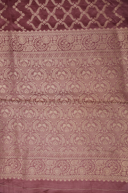 Geometric Mashru Silk Saree - Mauve Pink