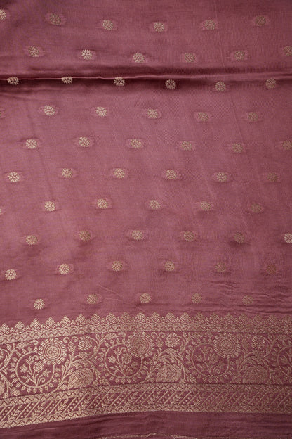 Geometric Mashru Silk Saree - Mauve Pink