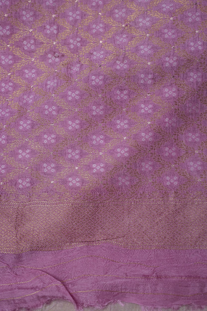 Pure Mellow Tissue Silk Saree with Bandhini Patterns - Ivory & Baby PInk