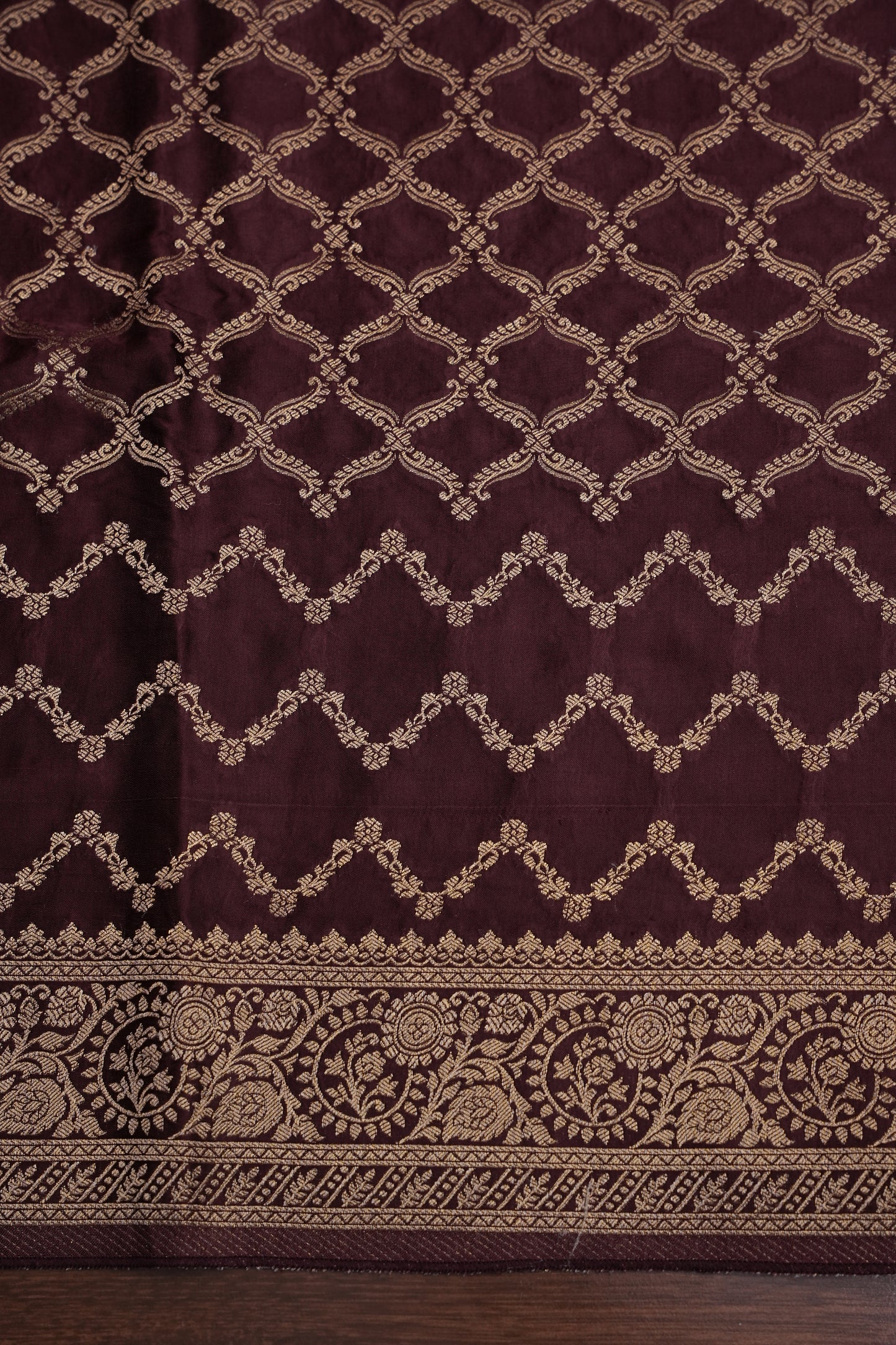 Geometric Mashru Silk Saree - Dark Chcolate