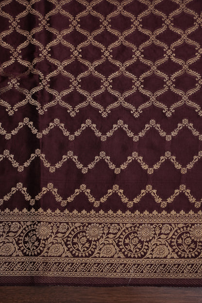 Geometric Mashru Silk Saree - Dark Chcolate