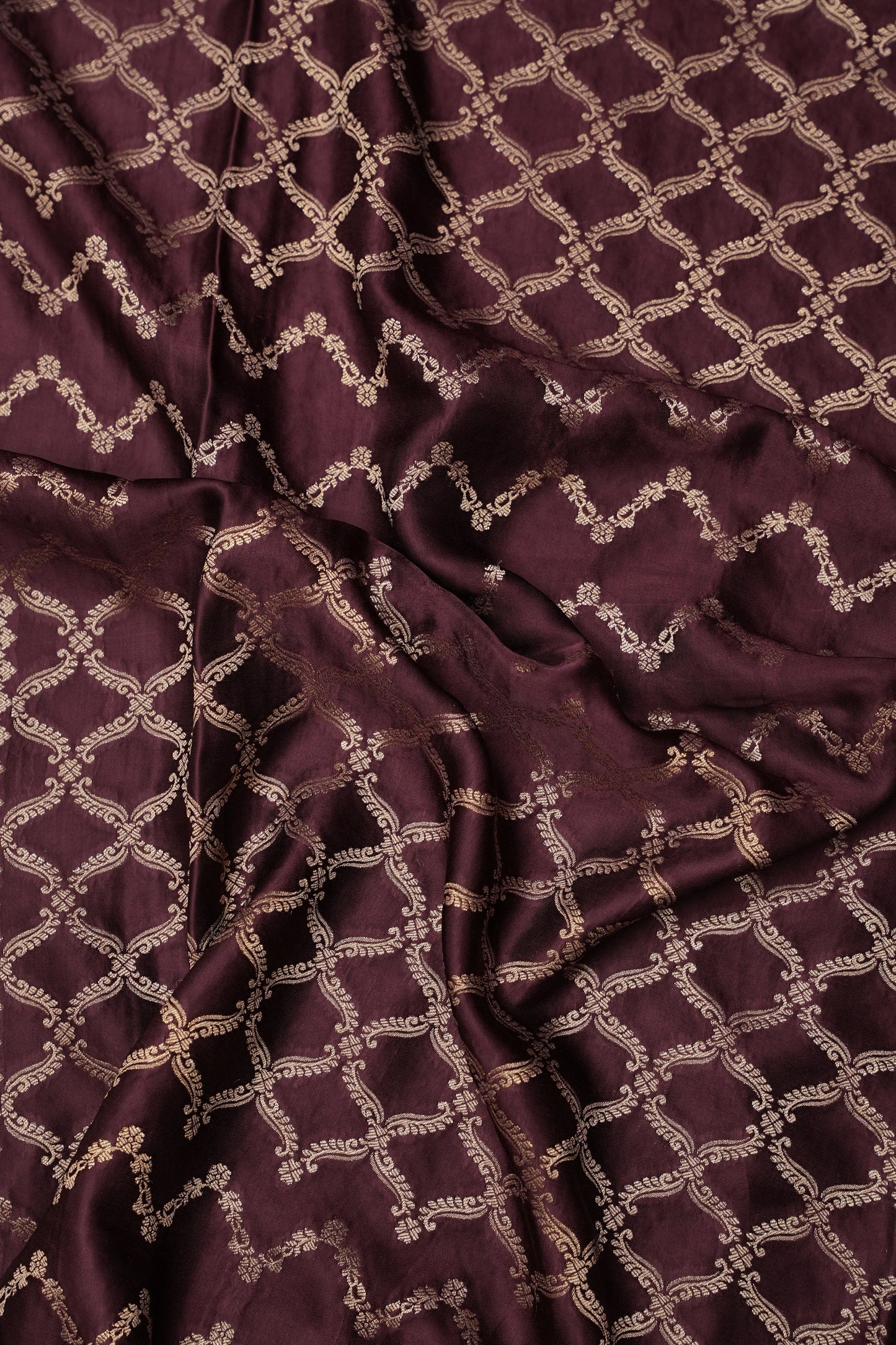 Geometric Mashru Silk Saree - Dark Chcolate