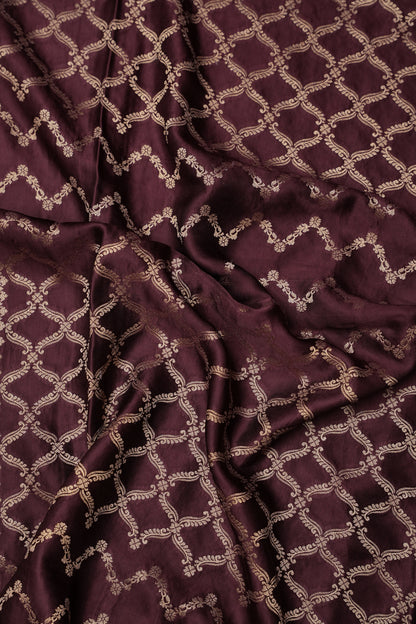 Geometric Mashru Silk Saree - Dark Chcolate