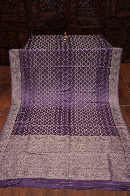 Geometric Mashru Silk Saree - Lilac