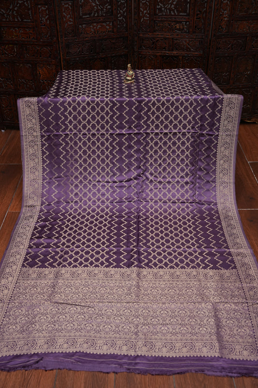 Geometric Mashru Silk Saree - Lilac