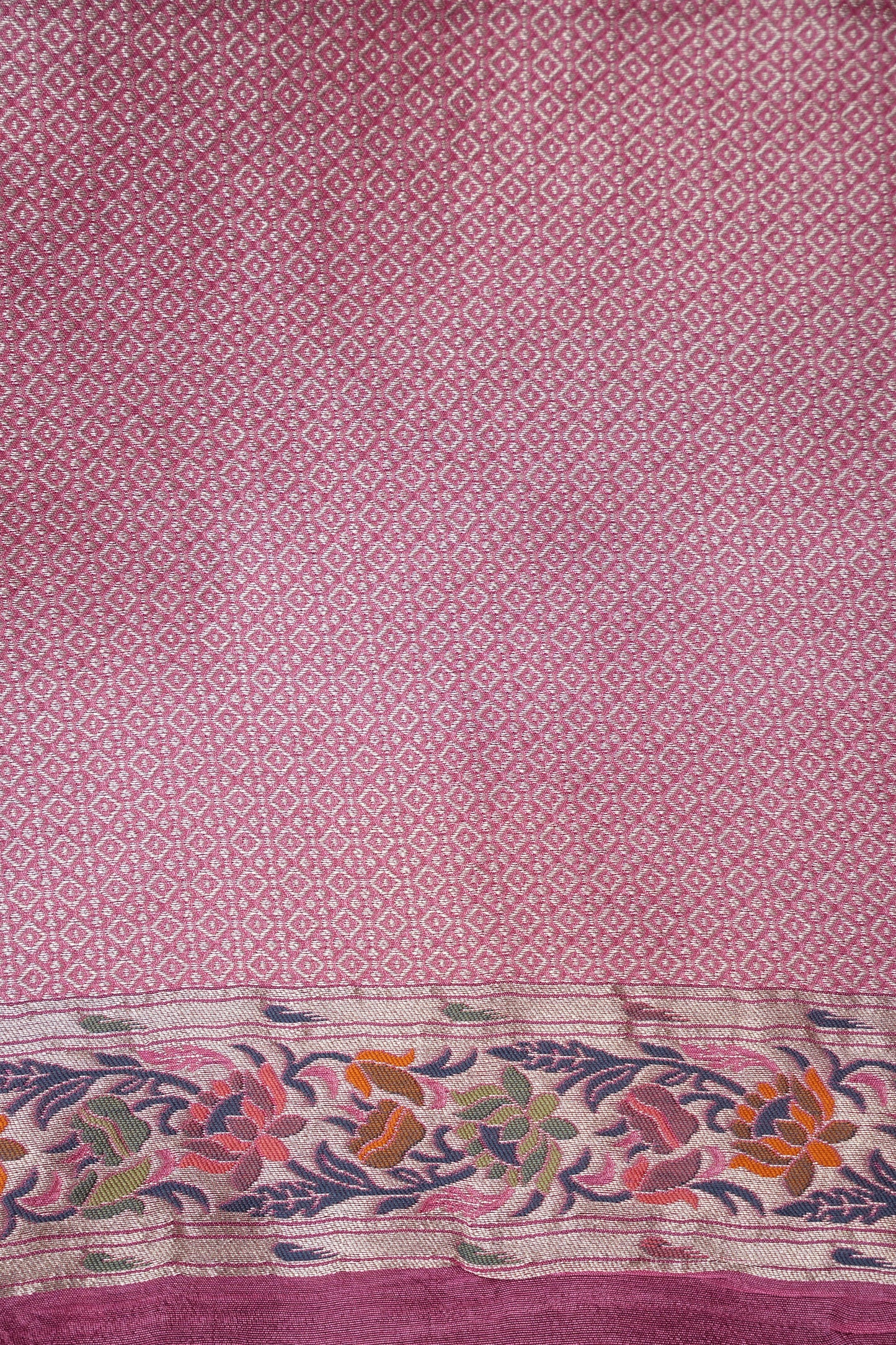 Tussar Banarasi Raw Silk Saree with Floral Paithani Weaves – Black & Pink