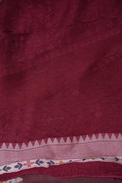Tussar Banarasi Raw Silk Saree with Floral Paithani Weaves – Mauve Pink & Wine Border