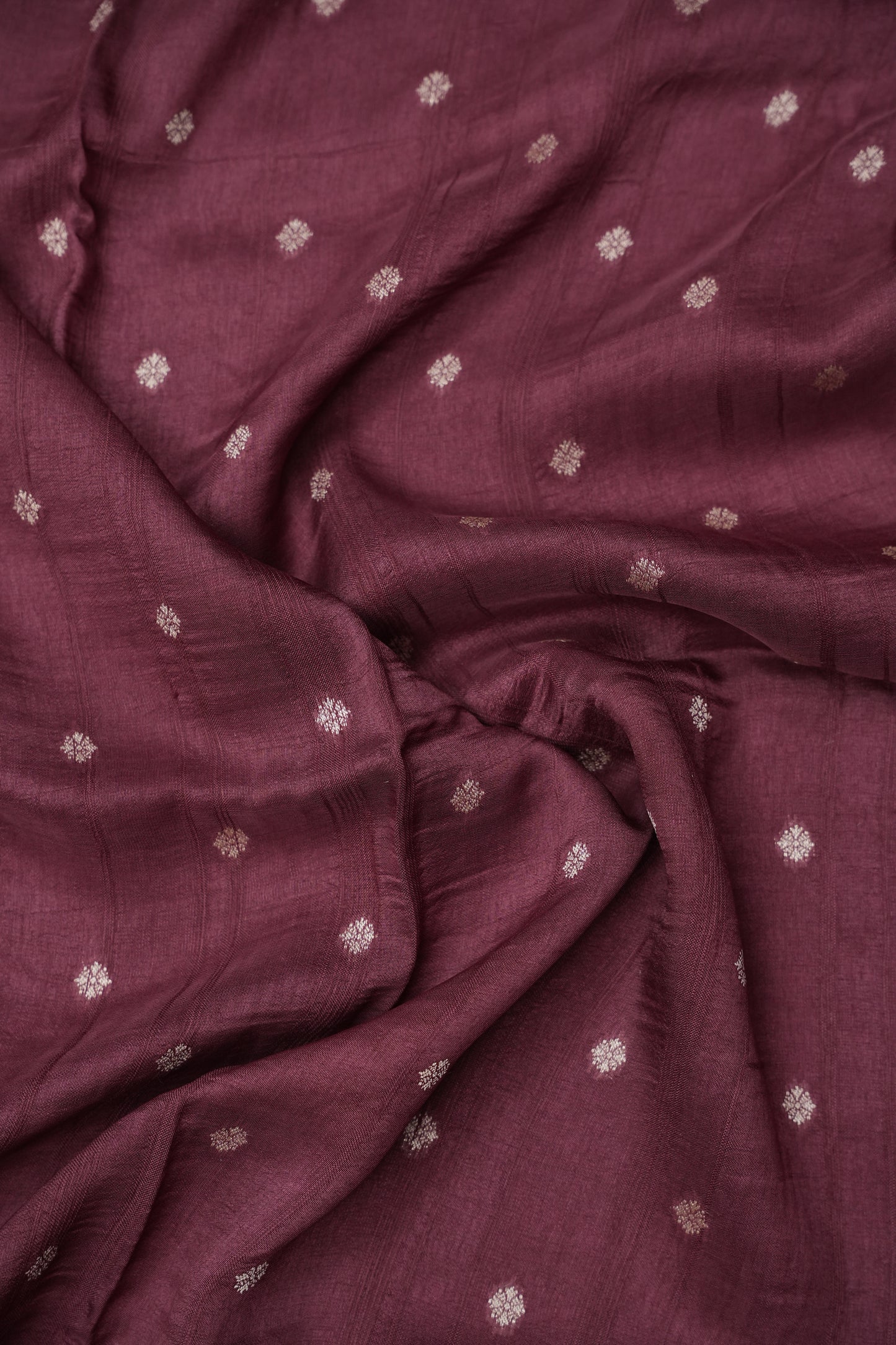 Tussar Banarasi Raw Silk Saree with Floral Paithani Weaves – Mauve Pink & Wine Border