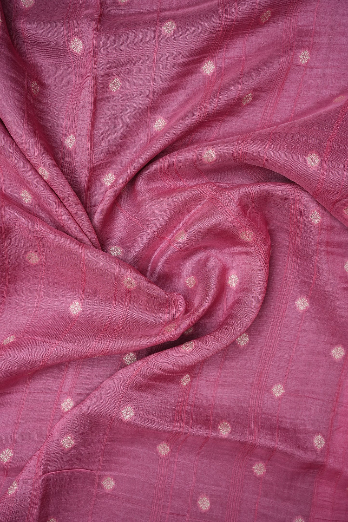 Tussar Banarasi Raw Silk Saree with Floral Paithani Weaves – Blush Pink & Deep Wine Border