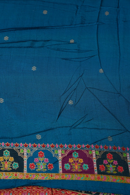 Kashmiri Pashmina Story Telling Saree -Multicolor on Teal Blue