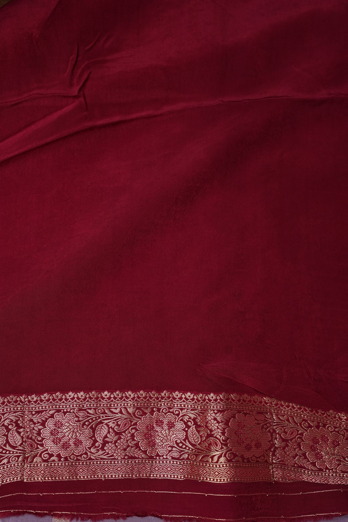 Banarasi Munga Silk Saree - Ice Lilac Lavender & Maroon