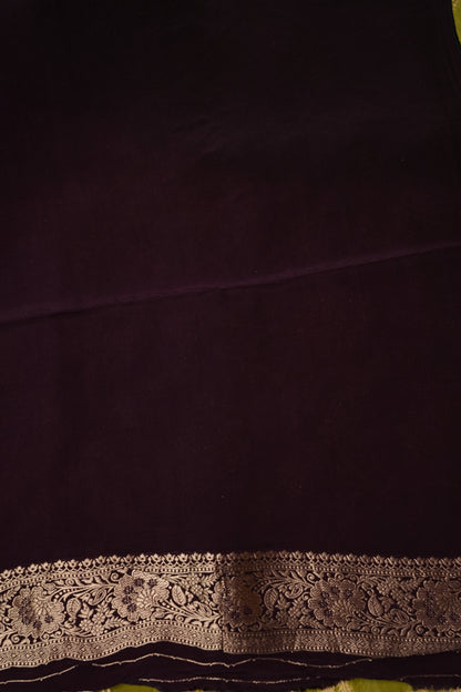 Banarasi Munga Silk Saree - Pistachio Green & Coffee