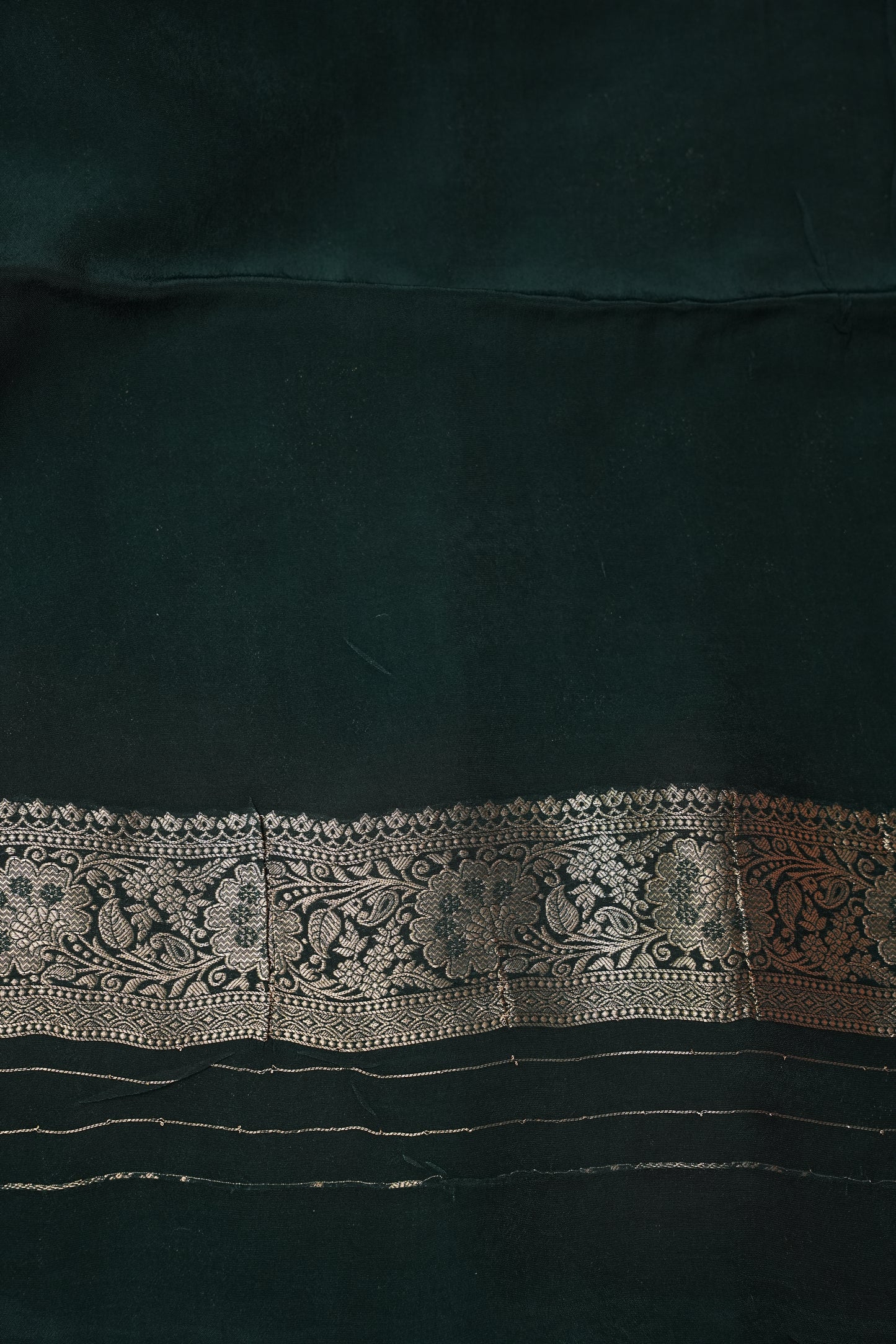 Banarasi Munga Silk Saree - Baby Pink & Bottle Green