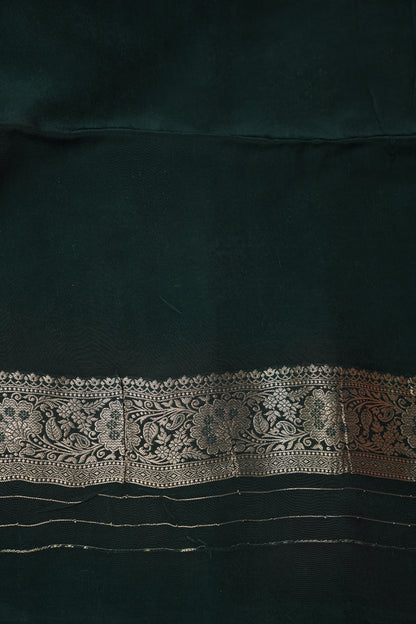 Banarasi Munga Silk Saree - Baby Pink & Bottle Green