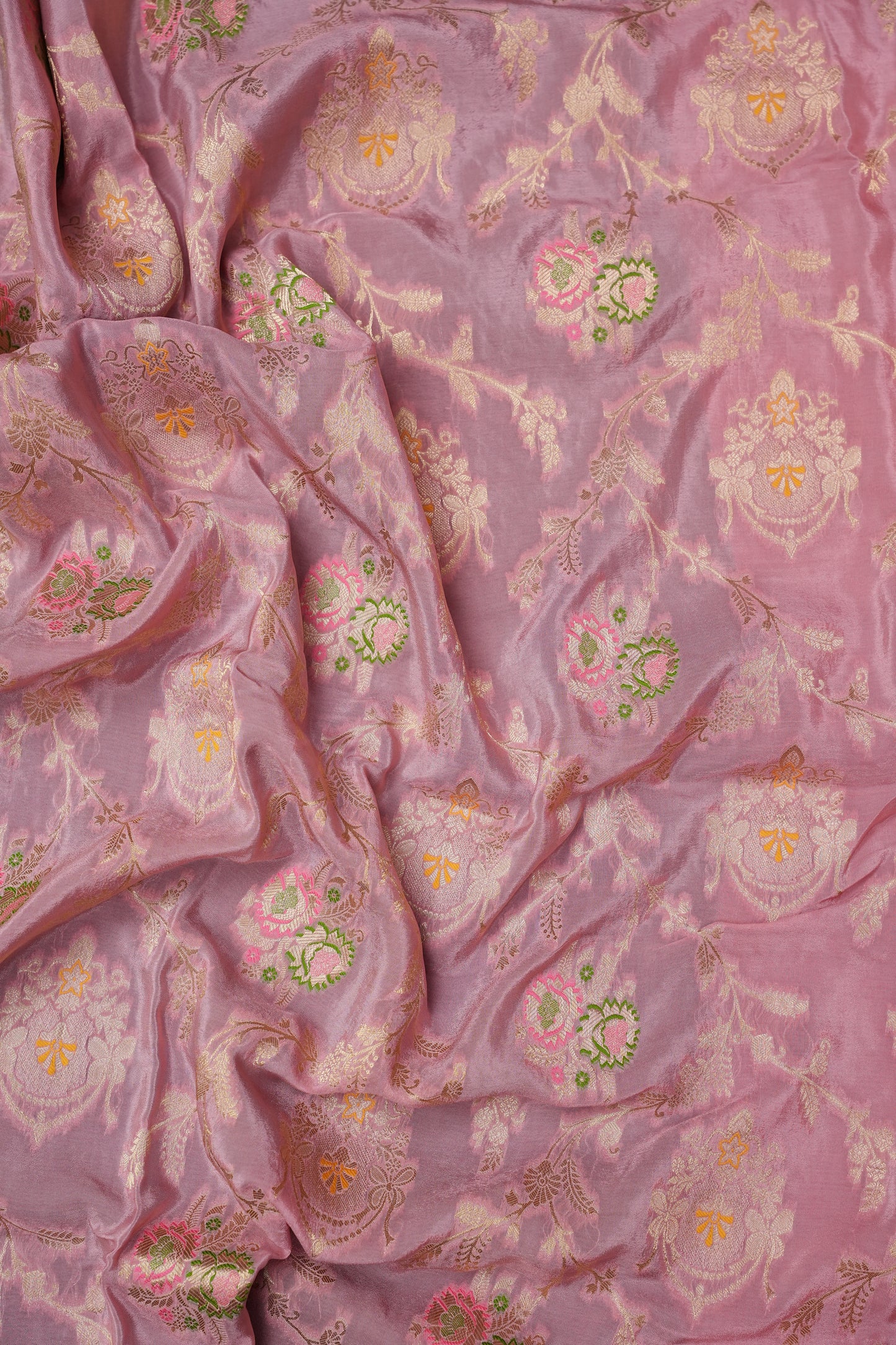 Banarasi Munga Silk Saree - Baby Pink & Bottle Green