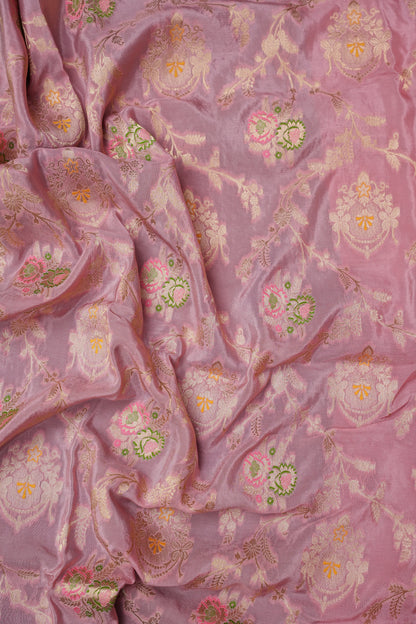 Banarasi Munga Silk Saree - Baby Pink & Bottle Green