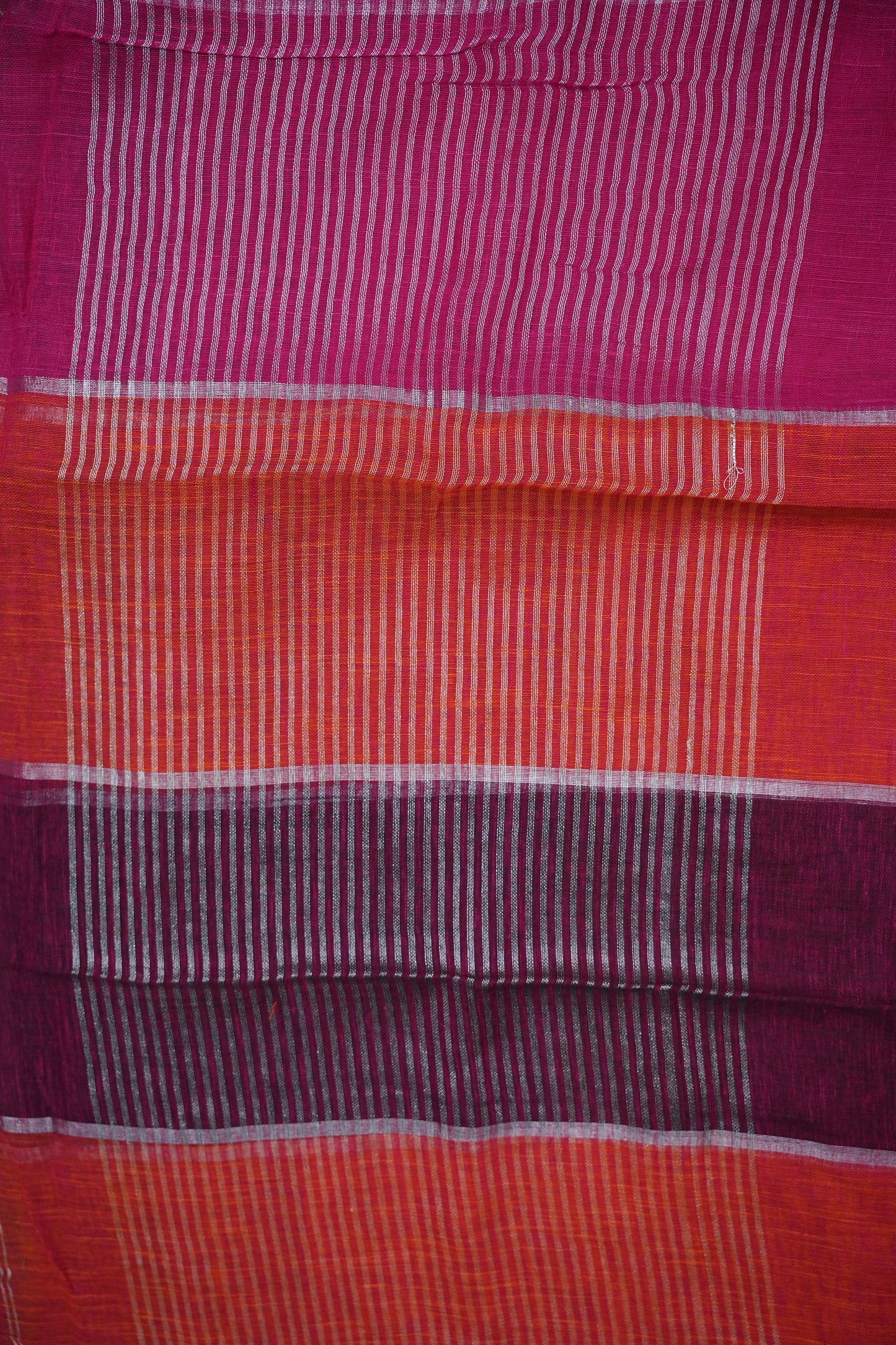 Premium Linen Silk Saree – Vibrant Colour Block Checks with Silver Zari Border