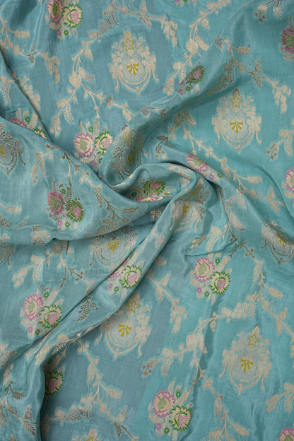 Banarasi Munga Silk Saree - Turquoise & Maroon