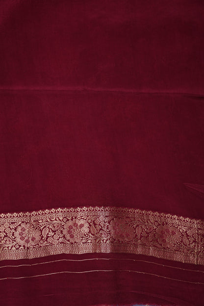 Banarasi Munga Silk Saree - Lavender & Maroon
