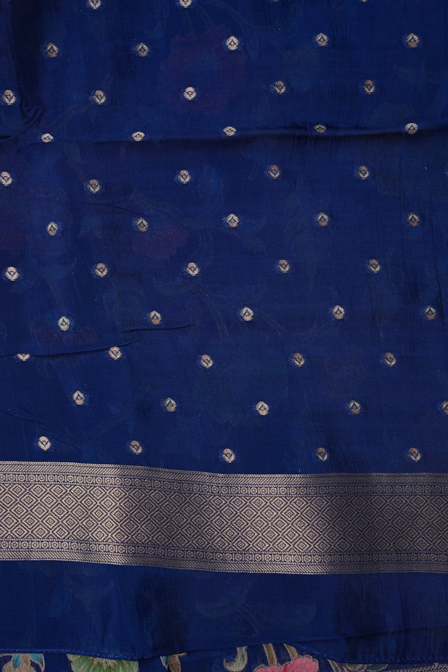 Tussar Banarasi Raw Silk Saree with Floral Paithani Weaves – Peacock Blue
