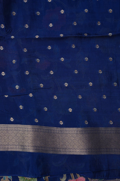 Tussar Banarasi Raw Silk Saree with Floral Paithani Weaves – Peacock Blue