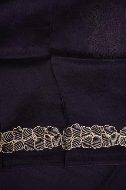 Tussar Banarasi Raw Silk Saree with Floral Zari Butta Weaving – Deep Purple