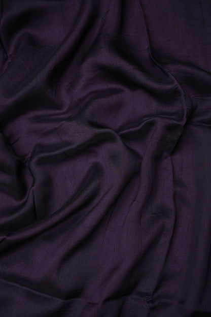 Tussar Banarasi Raw Silk Saree with Floral Zari Butta Weaving – Deep Purple