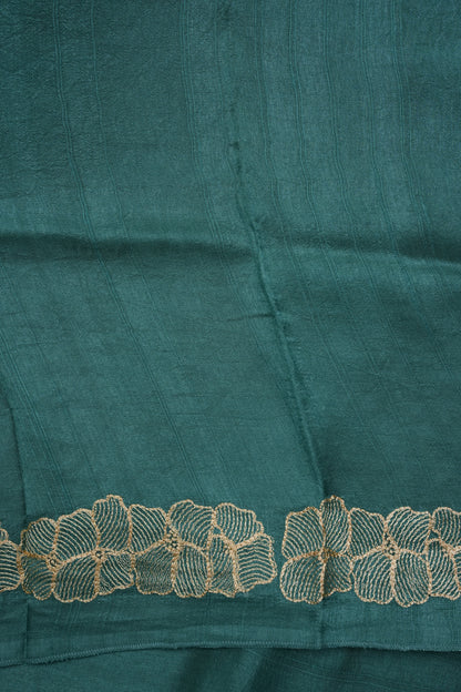 Tussar Banarasi Raw Silk Saree with Floral Zari Butta Weaving – Sea Green