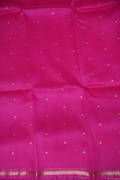 Hot Pink Pure Organza Kora Banarasi Silk Saree|Silk Mark Certified