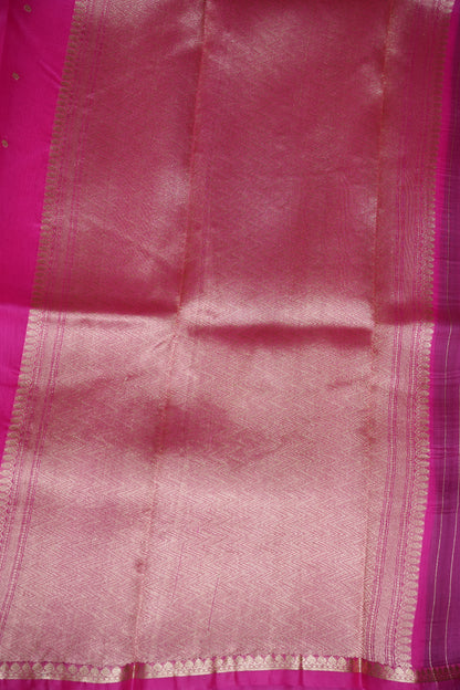 Hot Pink Pure Organza Kora Banarasi Silk Saree|Silk Mark Certified