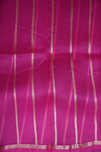 Hot Pink Pure Organza Kora Banarasi Silk Saree|Silk Mark Certified