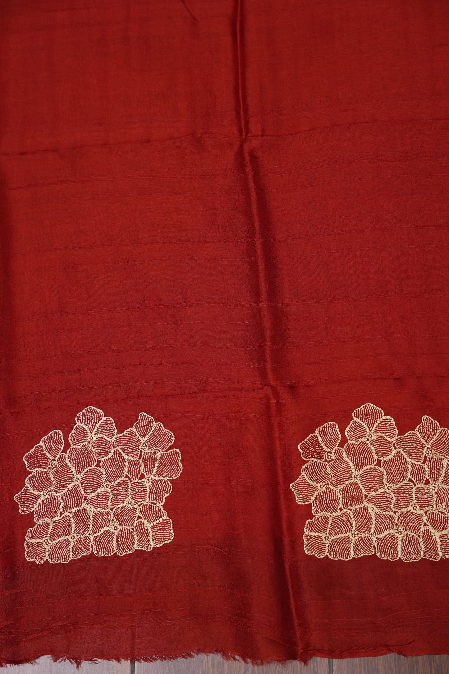 Tussar Banarasi Raw Silk Saree with Floral Zari Butta Weaving – Rust Orange