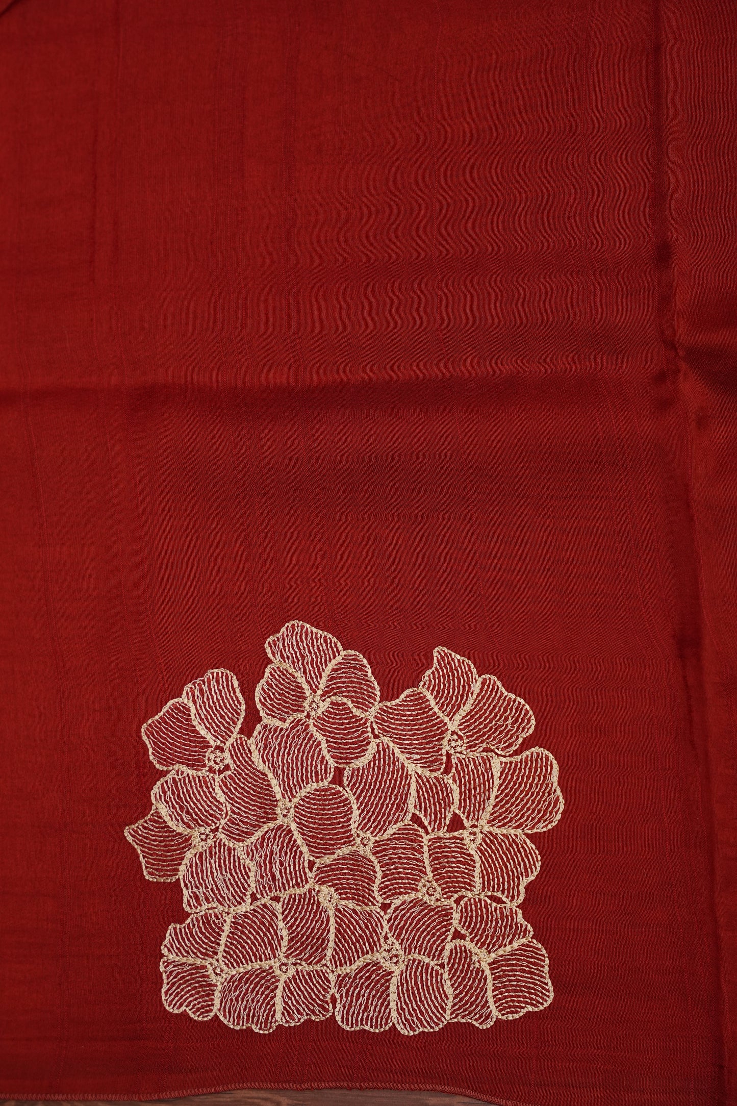 Tussar Banarasi Raw Silk Saree with Floral Zari Butta Weaving – Rust Orange