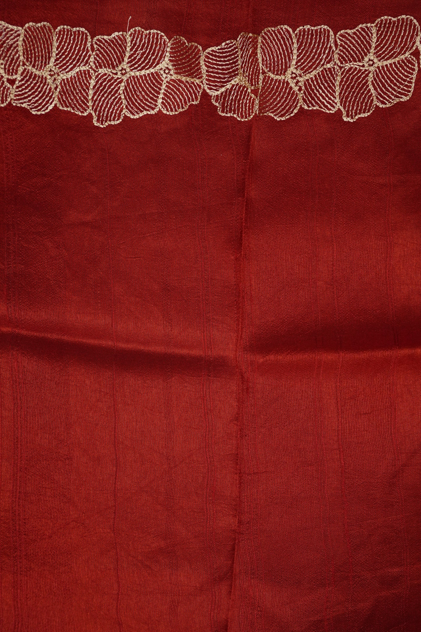 Tussar Banarasi Raw Silk Saree with Floral Zari Butta Weaving – Rust Orange