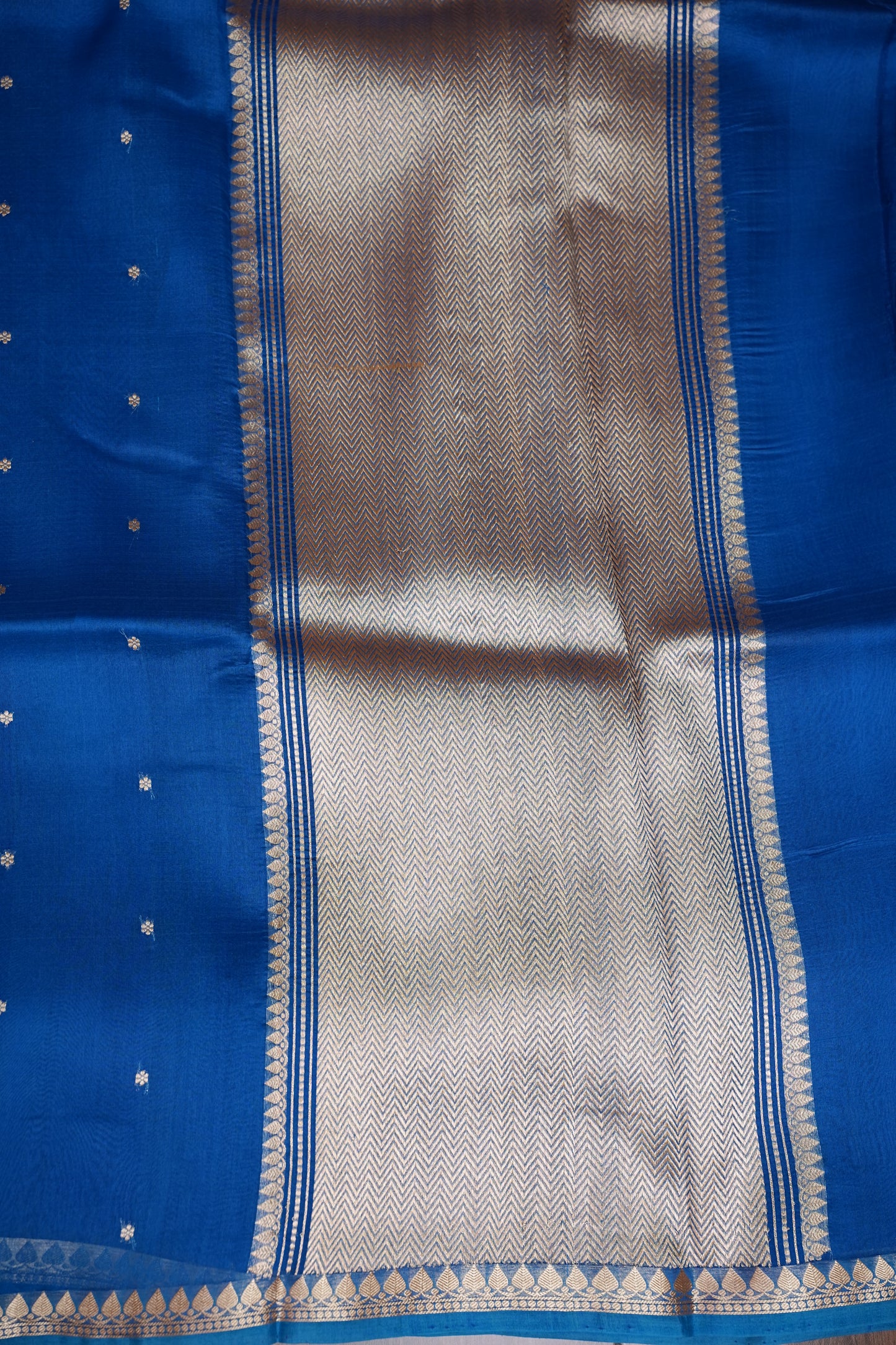 Blue Pure Organza Kora Banarasi Silk Saree|Silk Mark Certified