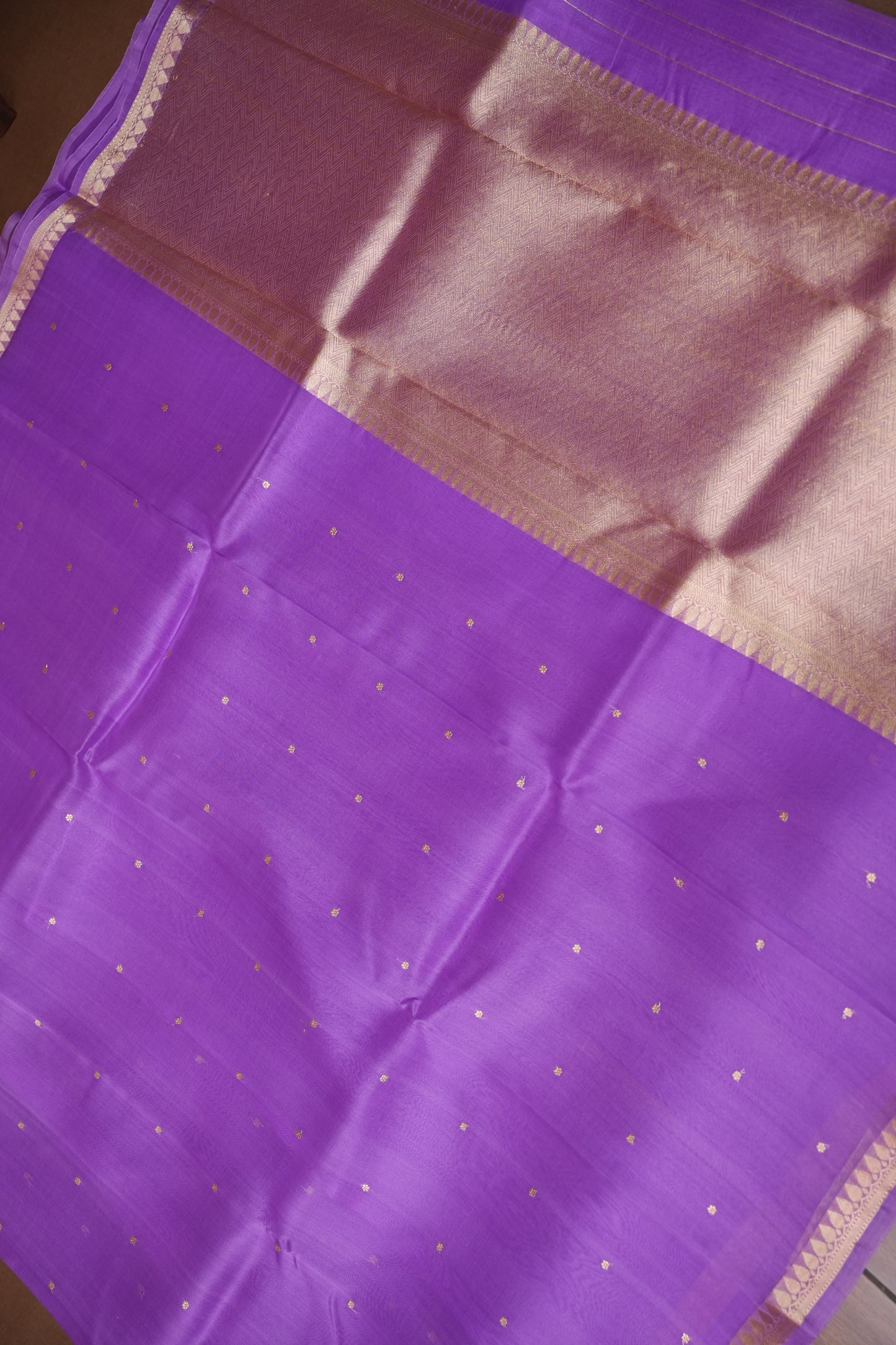 Lavender Purple Pure Organza Kora Banarasi Silk Saree|Silk Mark Certified