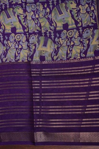 Crepe Silk Saree with Digital Kalamkari Print - Purple