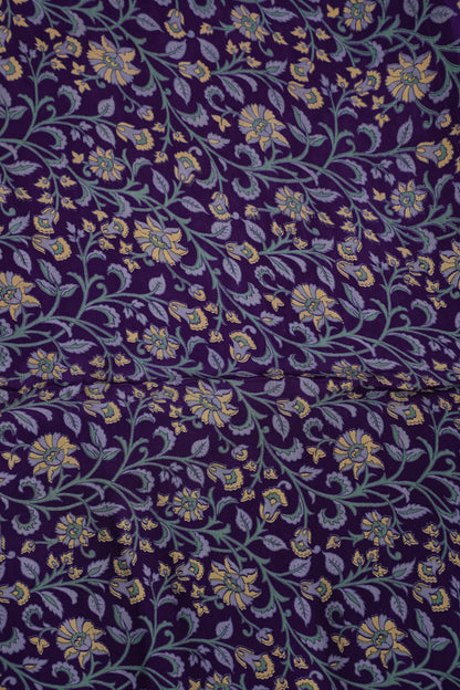 Crepe Silk Saree with Digital Kalamkari Print - Purple