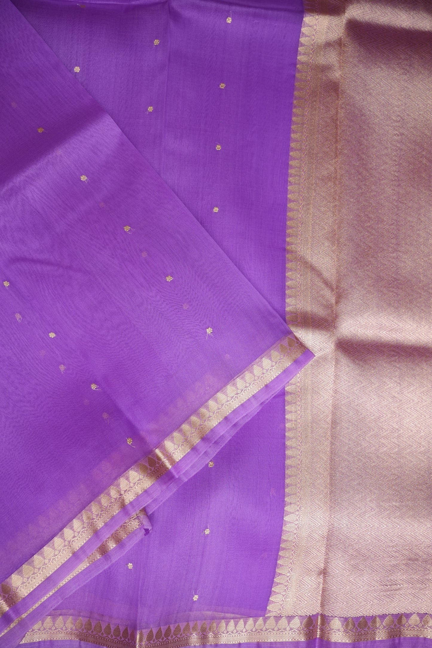 Lavender Purple Pure Organza Kora Banarasi Silk Saree|Silk Mark Certified
