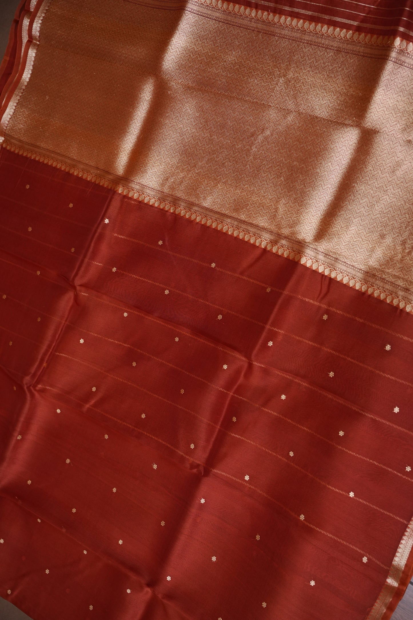 Rust Orange Pure Organza Kora Banarasi Silk Saree|Silk Mark Certified