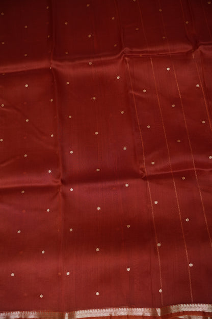 Rust Orange Pure Organza Kora Banarasi Silk Saree|Silk Mark Certified