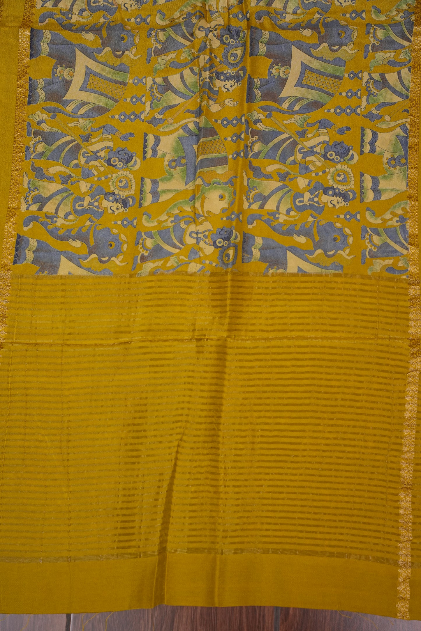 Crepe Silk Saree with Digital Kalamkari - Yellow