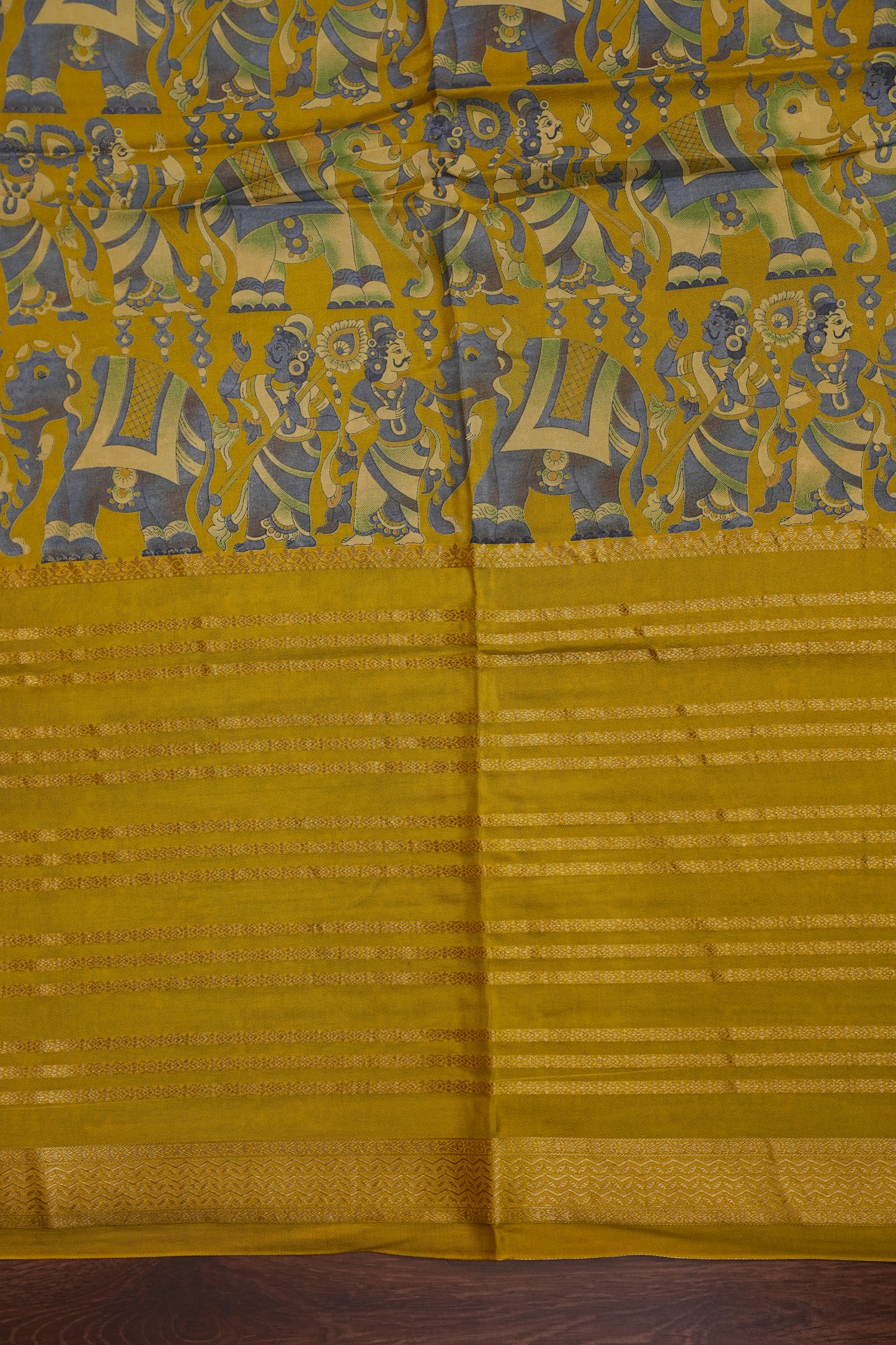 Crepe Silk Saree with Digital Kalamkari - Yellow
