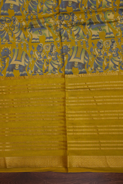 Crepe Silk Saree with Digital Kalamkari - Yellow