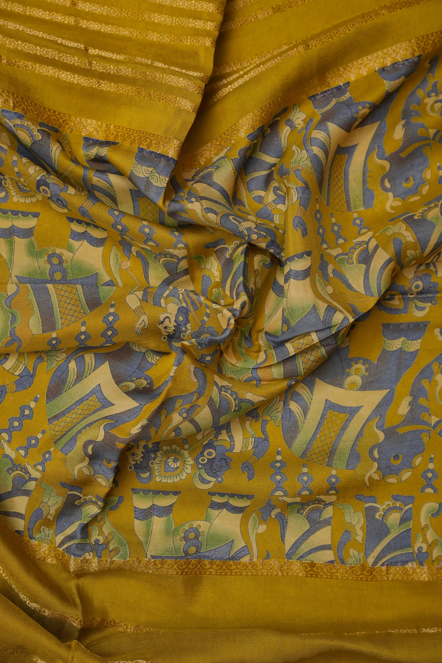 Crepe Silk Saree with Digital Kalamkari - Yellow