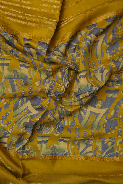 Crepe Silk Saree with Digital Kalamkari - Yellow