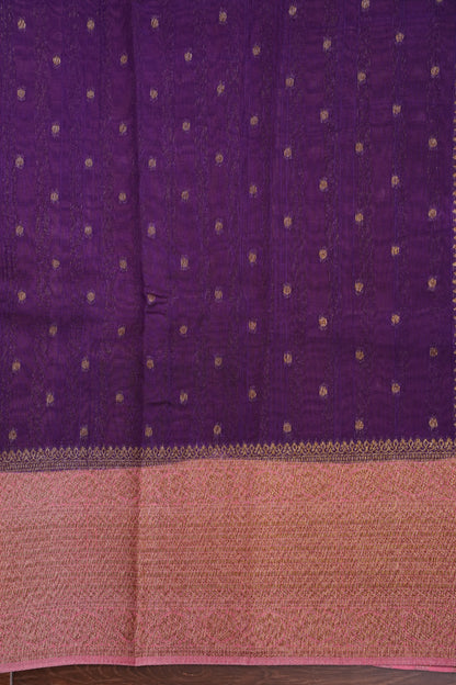 Tussar Banarasi Raw Silk Saree – Violet & Pink with Zari Border
