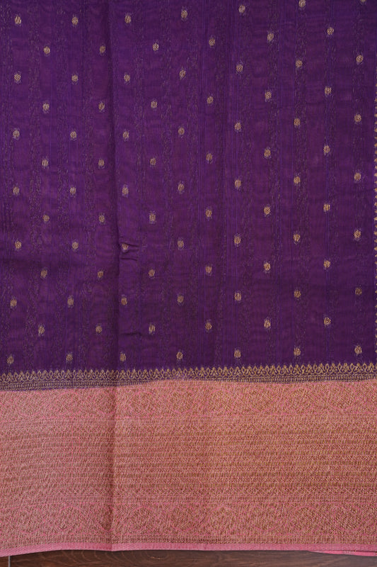 Tussar Banarasi Raw Silk Saree – Violet & Pink with Zari Border