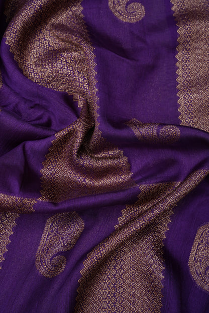 Tussar Banarasi Raw Silk Saree – Royal Purple & Pistachio Green