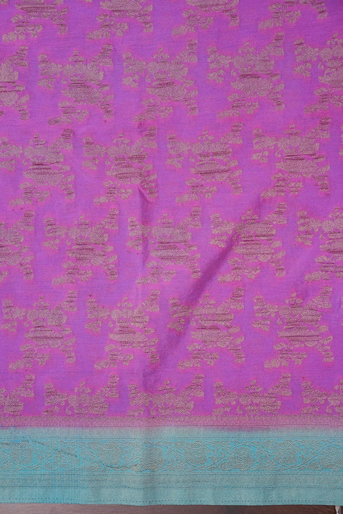Georgette Silk Banarasi Saree - Candy Pink & Baby Blue